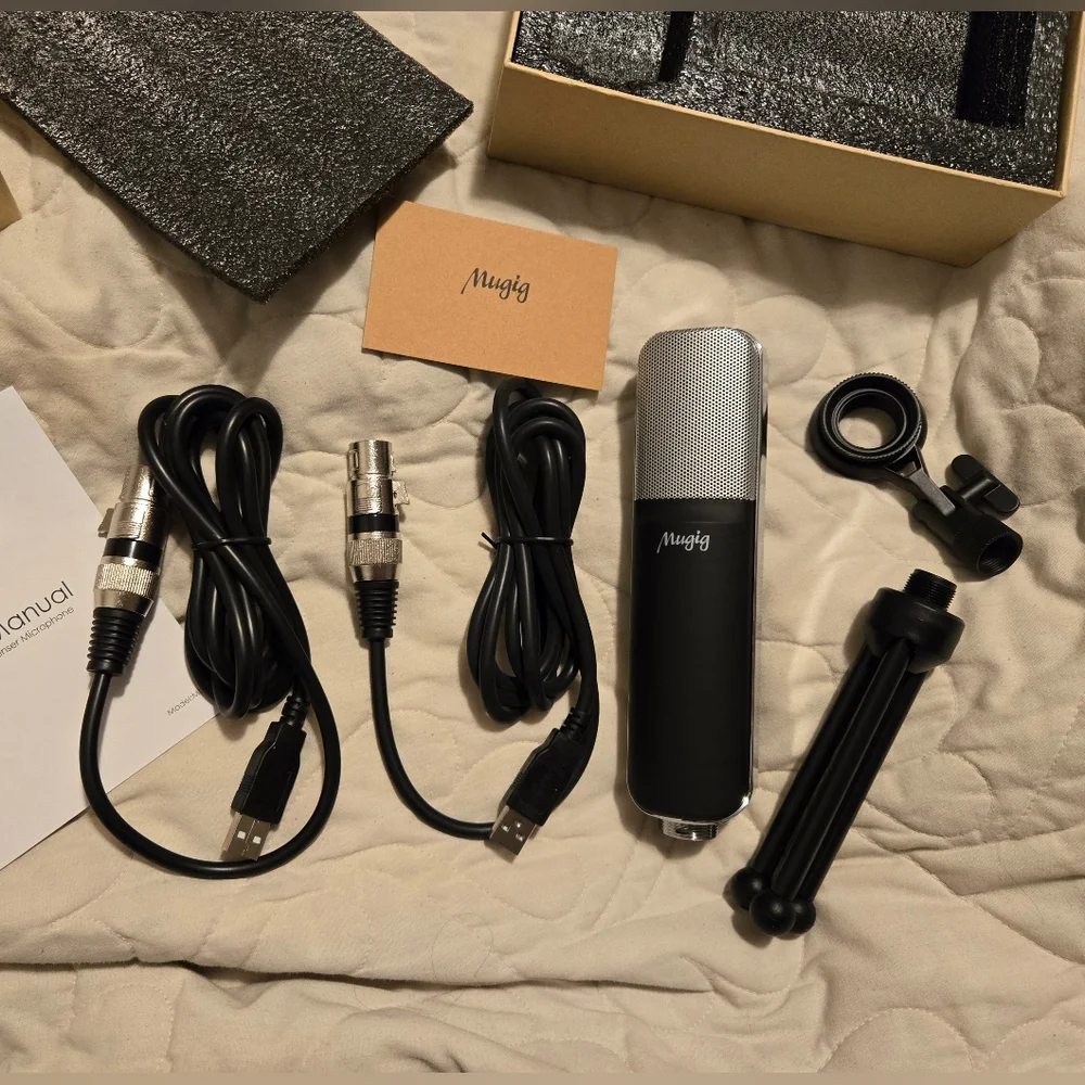 Mugig MU-1 Condenser USB Microphone for PC, Laptop w/Stand, Podcast Gaming Music